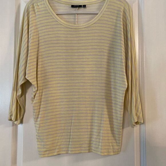Apt 9 yellow/gray striped dolman sleeve top. - Picture 1 of 5